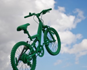 small green painted child's bike